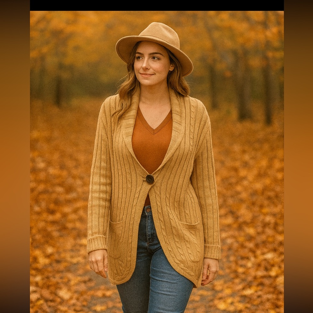 CHARTER CLUB Cardigan one button chain stitch